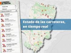 Mapa del estado de las carreteras en Aragón en tiempo real. Recurso. gsc.