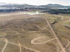Imagen aérea del pantano de Santa Cristina en Castellón, el cual se encuentra al 12% de su capacidad