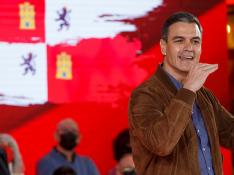 Pedro Sánchez durante un acto electoral del PSOE en Castilla y León este jueves