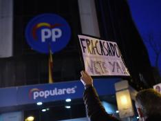 Protestas frente de la sede del Partido Popular en la calle Génova.