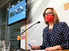 Mayte Pérez en la rueda de prensa tras el Consejo de Gobierno