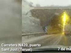 Vuelve la nieve a las carreteras de Teruel