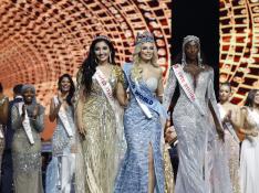 Las tres finalistas del certamen Miss Mundo en Puerto Rico.