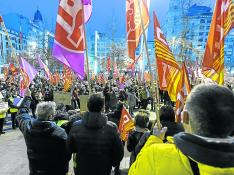 Protesta de los sindicatos por el precio de la energía, la semana pasada en Zaragoza.