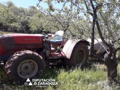 Un vecino de El Frasno de 66 años ha fallecido este sábado al ser atrapado por el brabán de un tractor.