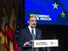 Javier Lambán durante la celebración del Día de Europa em Zaragoza.