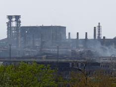 Vista de la destrucción en la acería de Mariúpol.