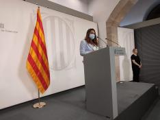 La portavoz del Govern, Patrícia Plaja, tras el Consell Executiu en el que el Govern ha aprobado el decreto ley sobre el catalán.