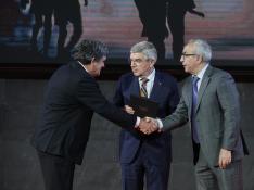 Blanco, junto al presidente del COI, el alemán Thomas Bach, y el ministro José Luis Escrivá