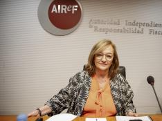 La presidenta de la AiReF, Cristina Herrero, presenta el Informe sobre la Ejecución Presupuestaria, Deuda Pública y Regla de Gasto 2022 este viernes en Madrid.
