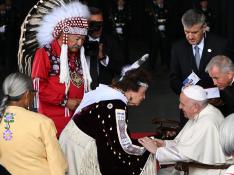 El Papa Francisco en la ceremonia de bienvenida a Canadá.