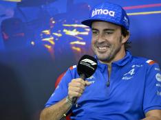Fernando Alonso en la rueda de prensa del GP de Bélgica.