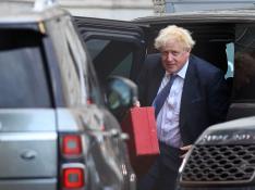 Boris Johnson a su llegada a Downing Street, este lunes.
