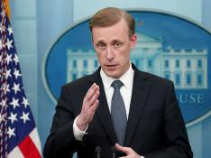 FILE PHOTO: Jake Sullivan speaks at a press briefing at the White House in Washington