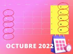 Calendario de octubre de 2022. gsc