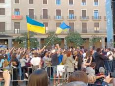 Los ganadores de Eurovisión, los ucranianos Kalush Orchestra, en la plaza del Pilar