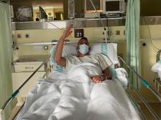 Dani Plata, en el hospital.