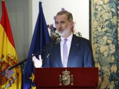 El rey Felipe durante su discurso este domingo en Berlín, en la recepción a la colectividad española residente en Alemania.