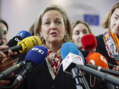 Spanish economy minister Calvino visit in Brussels