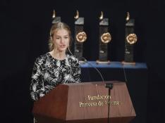 La princesa Leonor, durante su discurso en los premios que llevan su nombre.