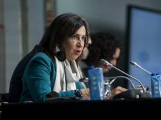 La ministra de Defensa, Margarita Robles, interviene en el discurso de apertura de la Comisión de Seguridad y Defensa (DSC)