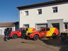 Recepción de los nuevos vehículos de bomberos de la Diputación Provincial de Huesca en la sede central del Speis.