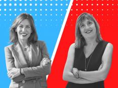 Natalia Chueca y Lola Ranera, candidatas del PP-A y el PSOE-A a la Alcaldía de Zaragoza.