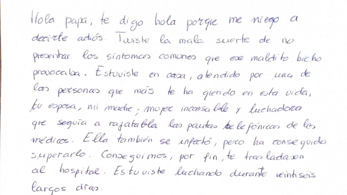 Carta de la hija del limpiador del Servet de Zaragoza muerto de  coronavirus: 