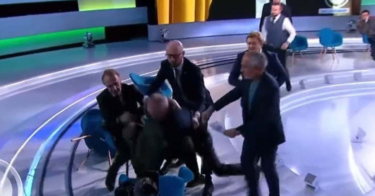 Two commentators end up in a fistfight in a debate on Ukrainian television