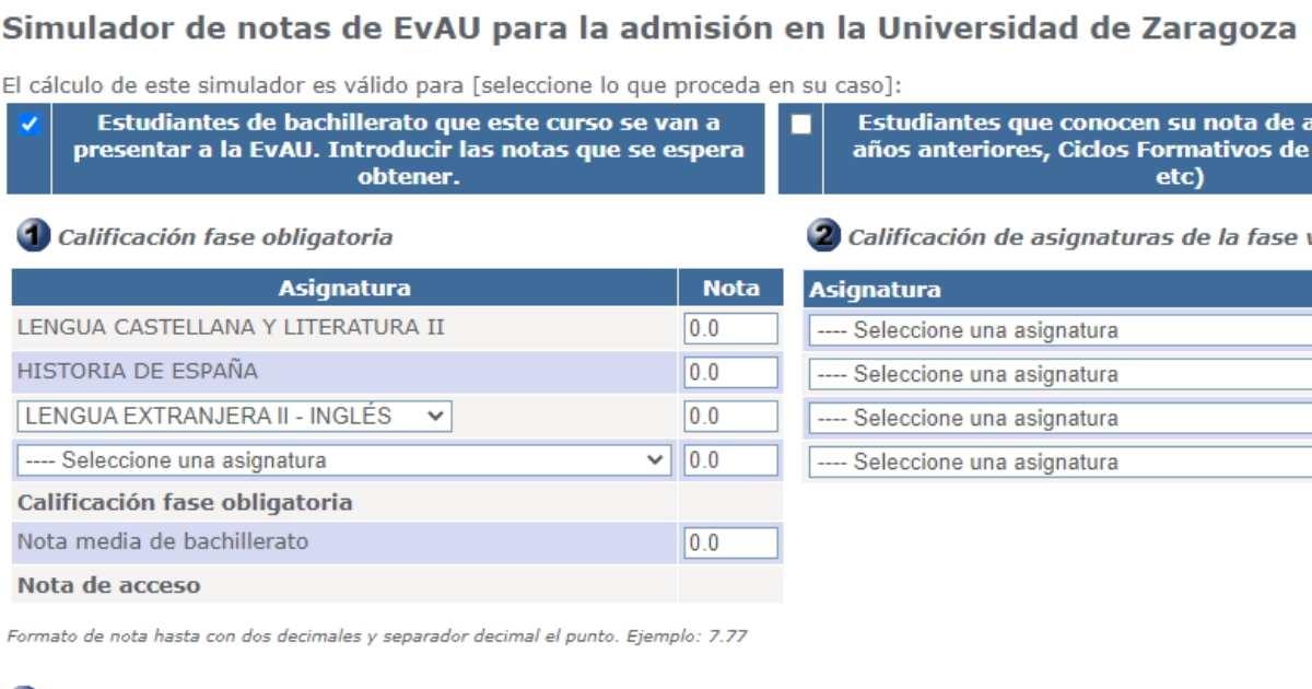 buscar Amanecer Convertir EvAU 2022: simulador de notas para elegir carrera en la Universidad de  Zaragoza