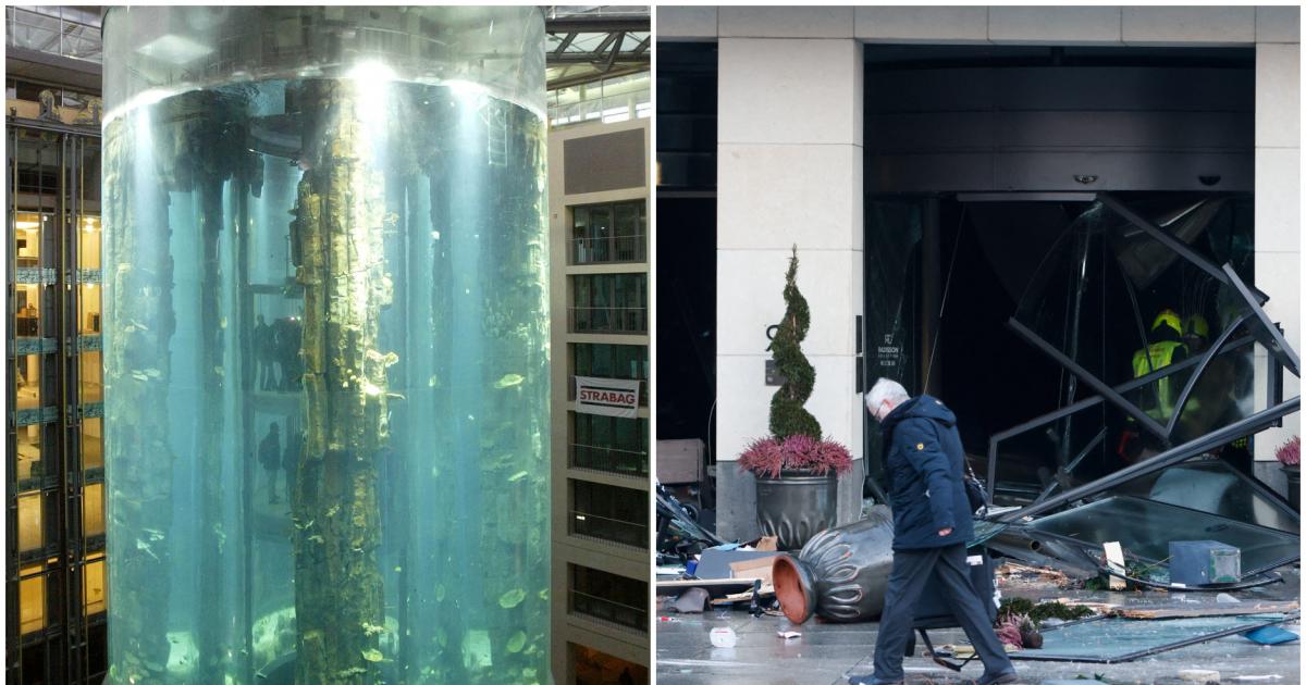 Revienta AquaDom en Berlín el mayor acuario cilíndrico del mundo, en un  hotel