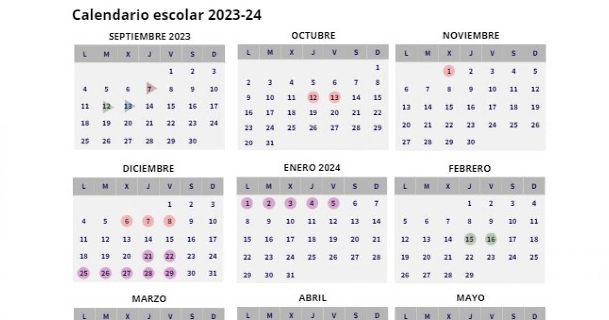 Calendario escolar en Aragón 20232024 y 20242025