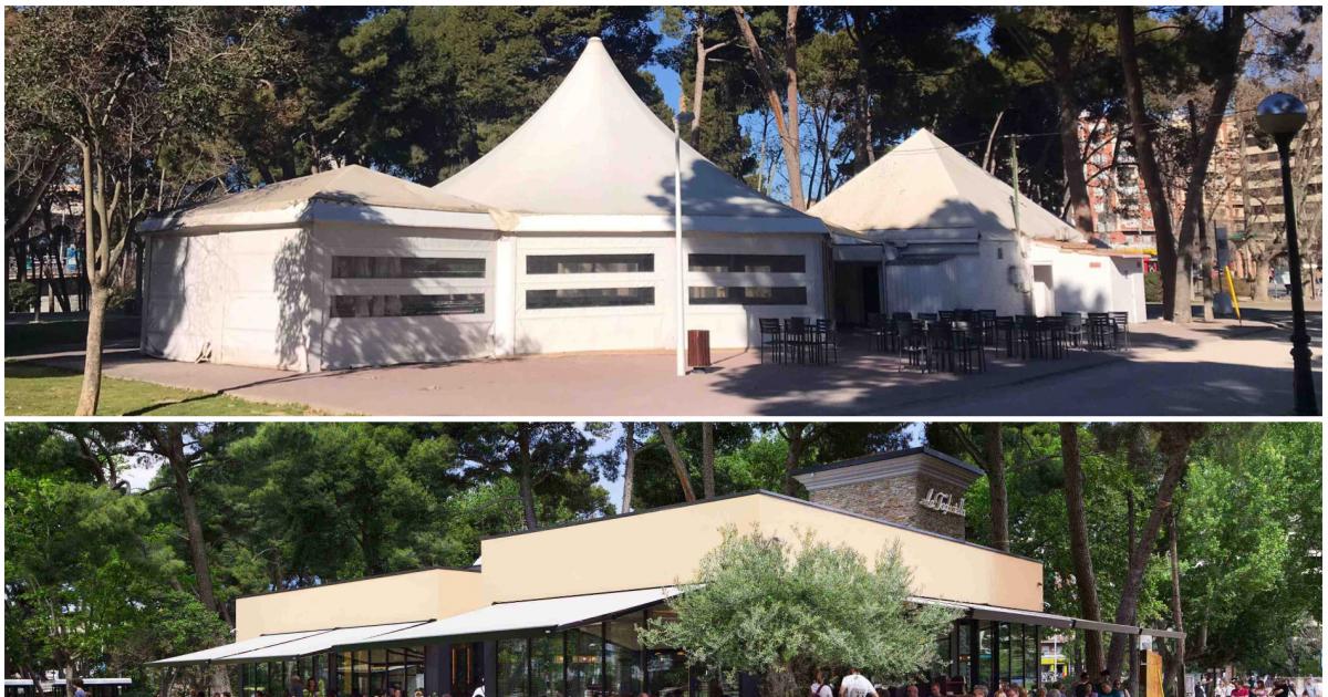 Prima e dopo il Parque Grande de Zaragoza dopo la ristrutturazione della stalla