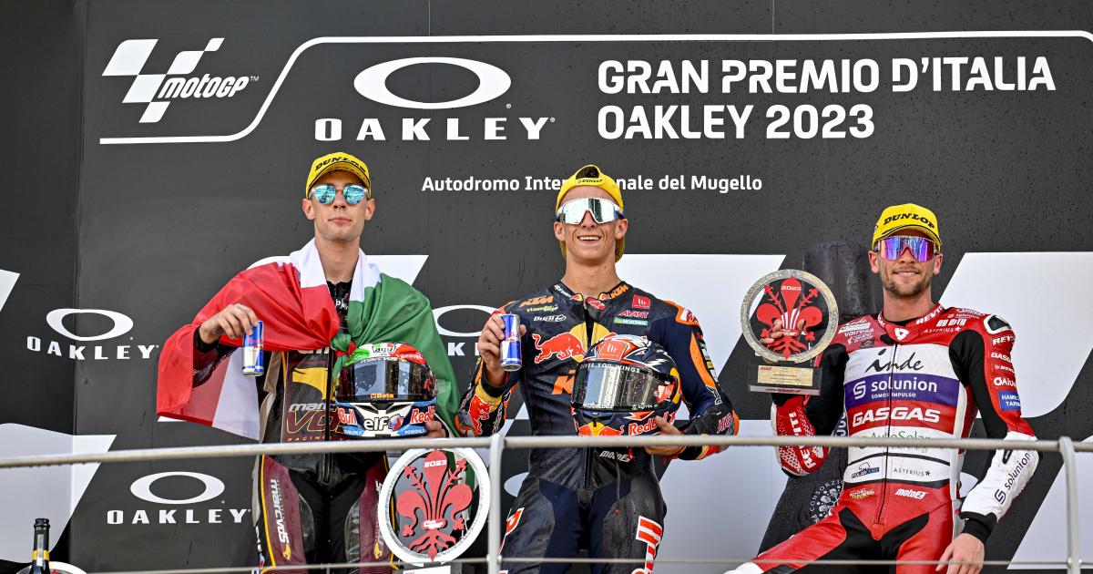 Bezzecchi, Acosta e Sasaki dominano il Sachsenring in una prima giornata di pioggia e cadute