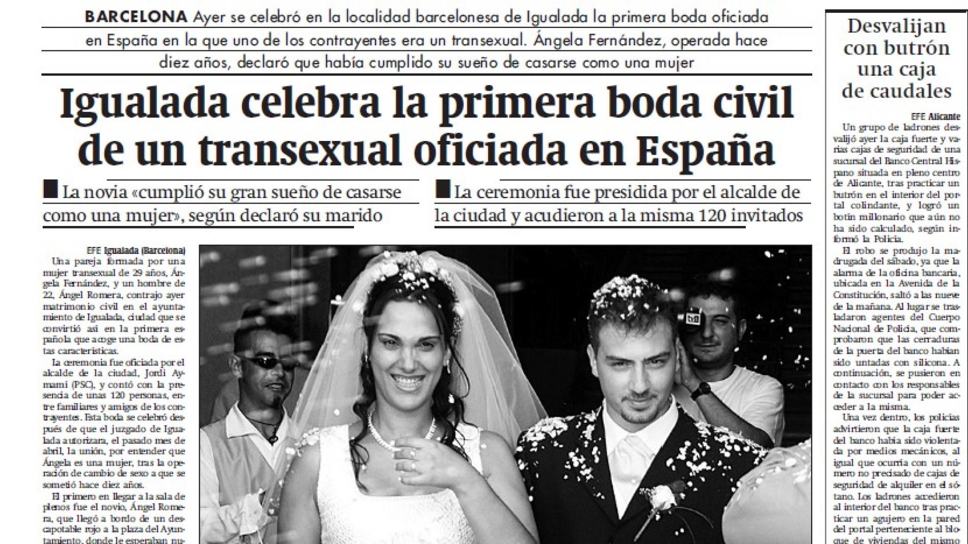 Se cumplen 20 años de la primera boda trans de España,en Igualada Foto imagen