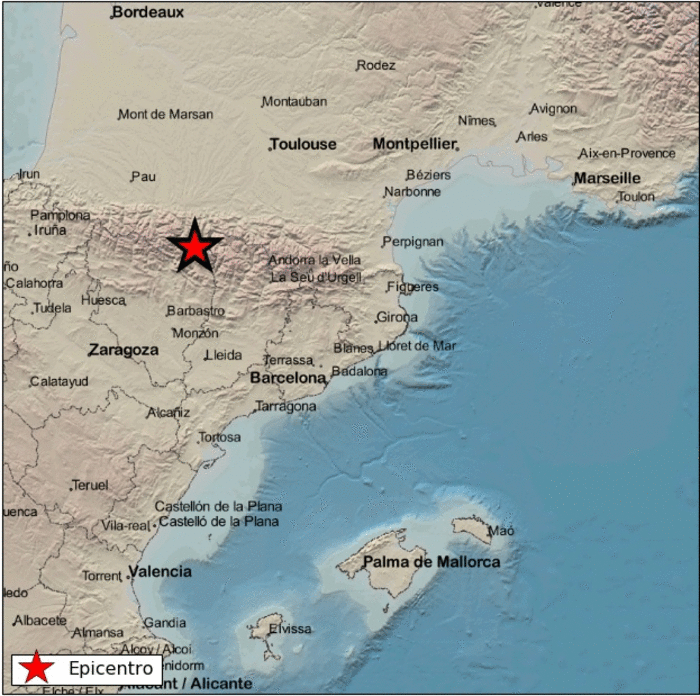 Localización del epicentro del movimiento sísmico en la página del Instituto Geográfico Nacional
