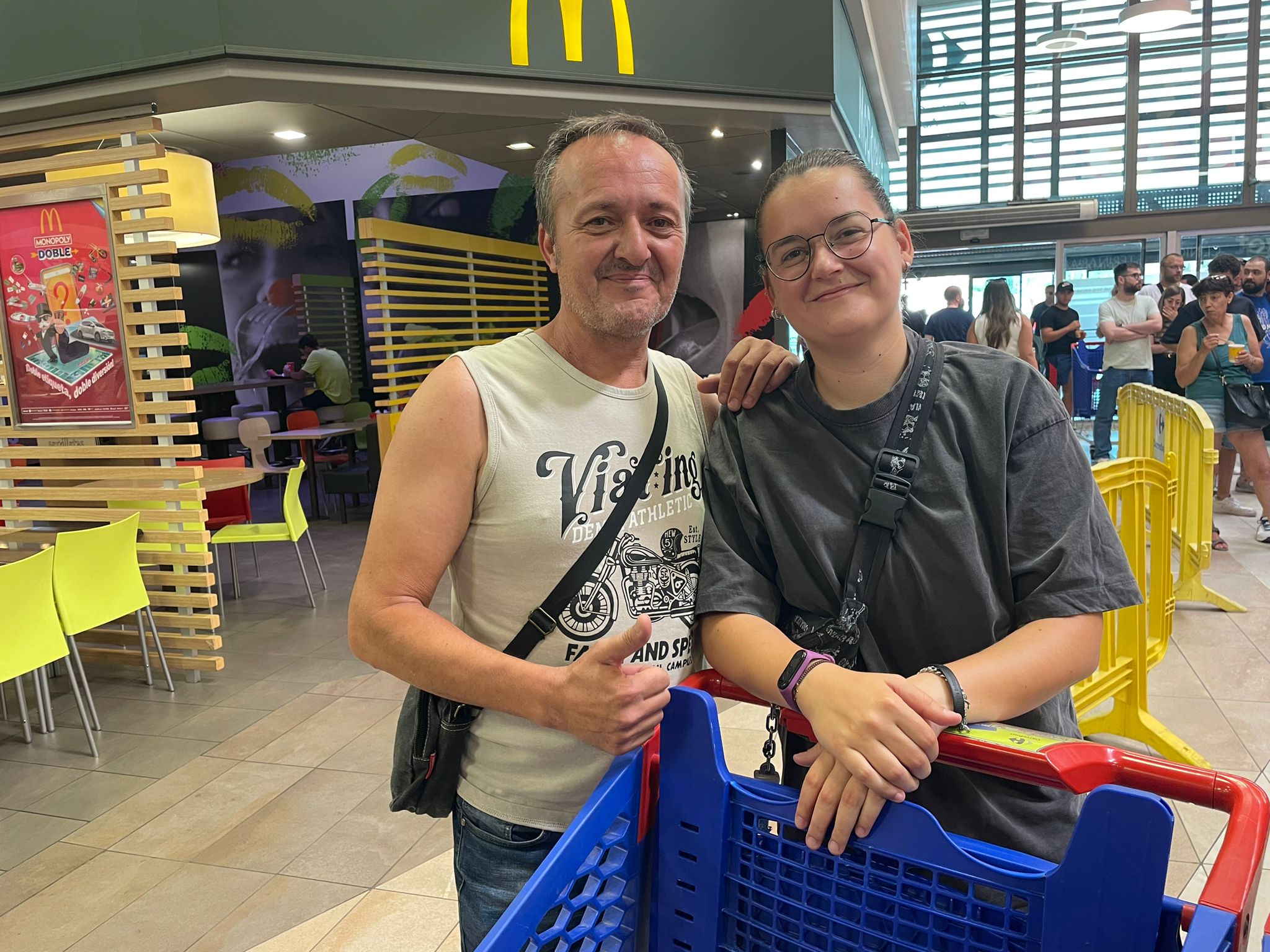 Eulogio and Teresa Lacambra wait to enter the Amazon Surprise Store.